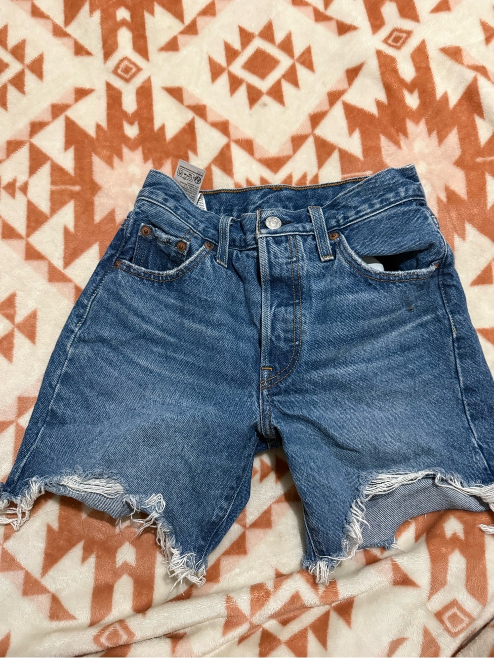 Levi's Blue Distressed Cutoff Denim Shorts